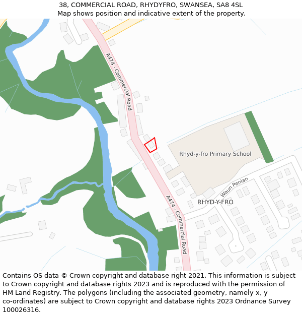 38, COMMERCIAL ROAD, RHYDYFRO, SWANSEA, SA8 4SL: Location map and indicative extent of plot