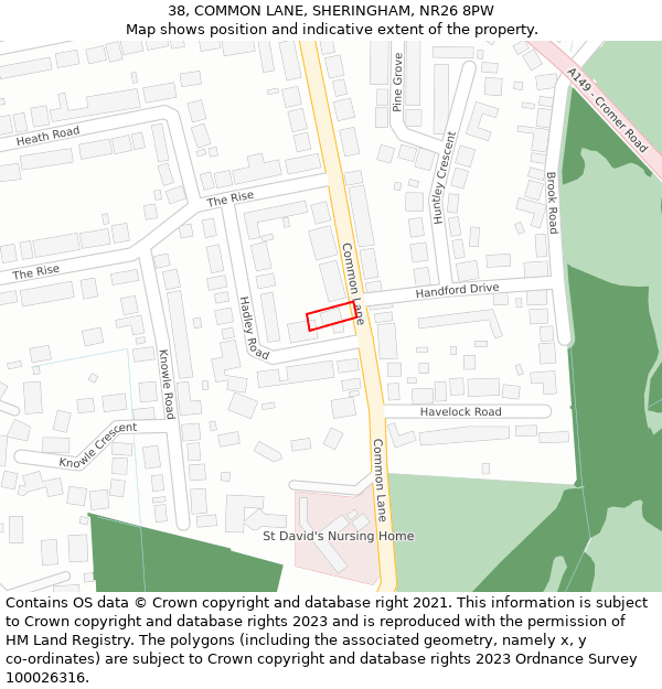 38, COMMON LANE, SHERINGHAM, NR26 8PW: Location map and indicative extent of plot