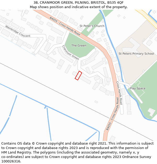 38, CRANMOOR GREEN, PILNING, BRISTOL, BS35 4QF: Location map and indicative extent of plot