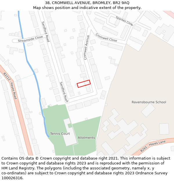 38, CROMWELL AVENUE, BROMLEY, BR2 9AQ: Location map and indicative extent of plot