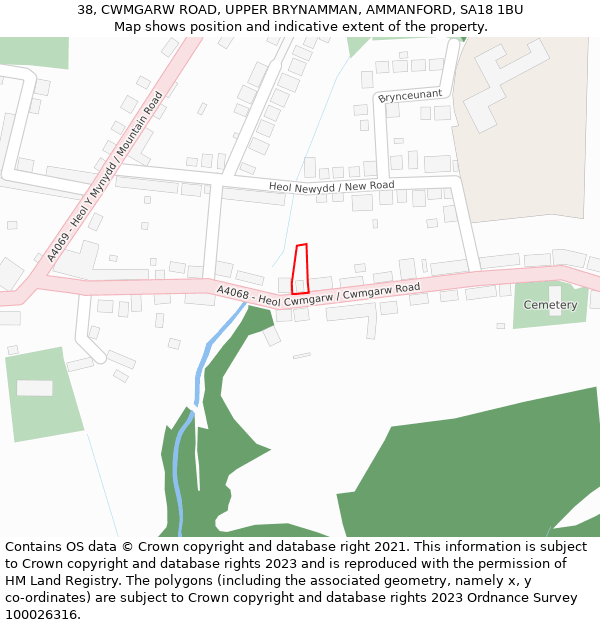 38, CWMGARW ROAD, UPPER BRYNAMMAN, AMMANFORD, SA18 1BU: Location map and indicative extent of plot
