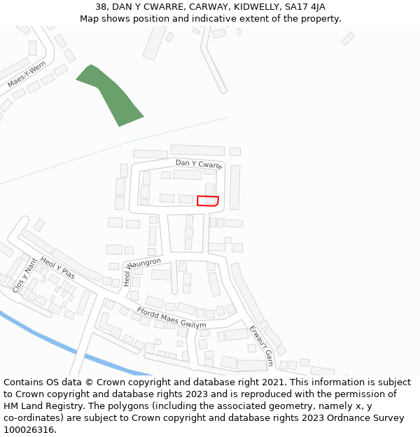 38, DAN Y CWARRE, CARWAY, KIDWELLY, SA17 4JA: Location map and indicative extent of plot