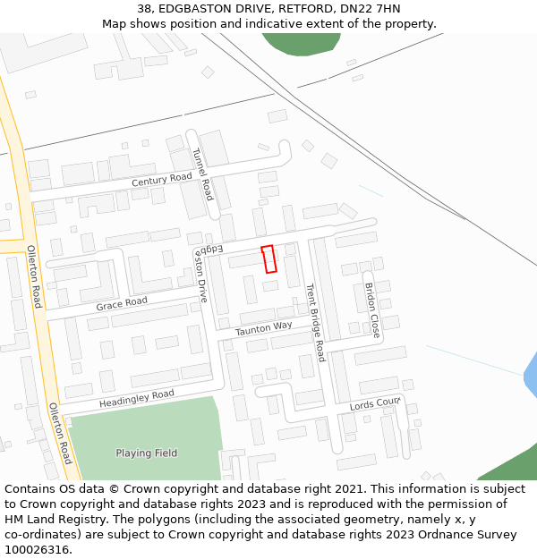 38, EDGBASTON DRIVE, RETFORD, DN22 7HN: Location map and indicative extent of plot