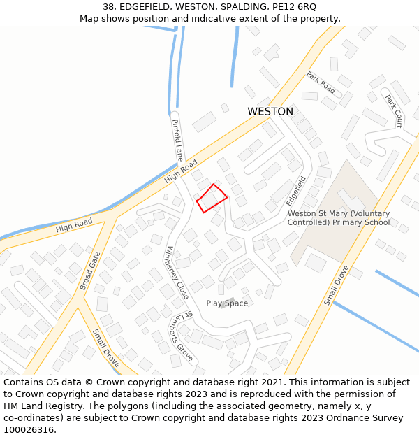 38, EDGEFIELD, WESTON, SPALDING, PE12 6RQ: Location map and indicative extent of plot