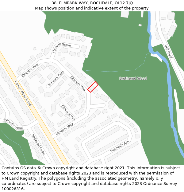 38, ELMPARK WAY, ROCHDALE, OL12 7JQ: Location map and indicative extent of plot