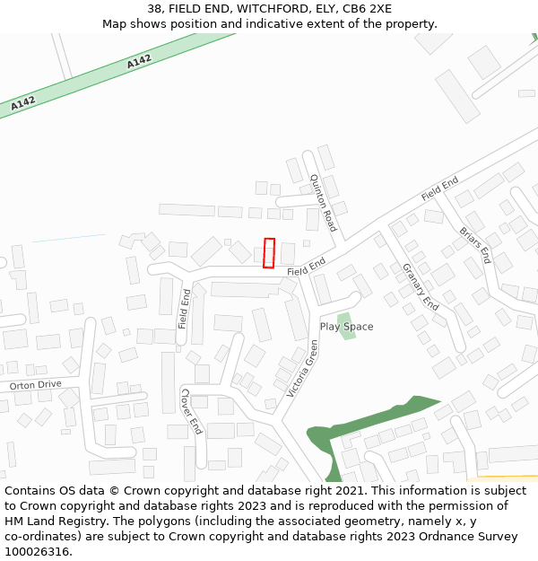 38, FIELD END, WITCHFORD, ELY, CB6 2XE: Location map and indicative extent of plot