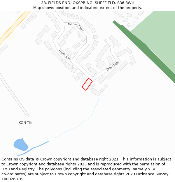 38, FIELDS END, OXSPRING, SHEFFIELD, S36 8WH: Location map and indicative extent of plot