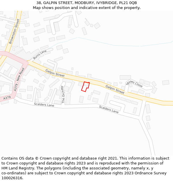 38, GALPIN STREET, MODBURY, IVYBRIDGE, PL21 0QB: Location map and indicative extent of plot