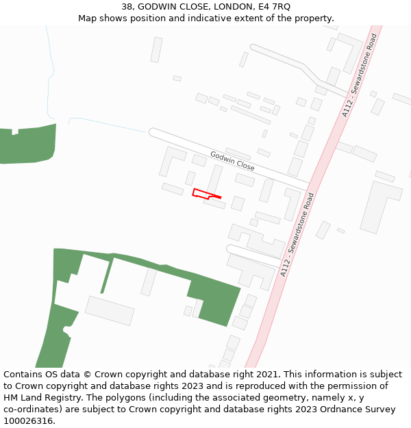 38, GODWIN CLOSE, LONDON, E4 7RQ: Location map and indicative extent of plot