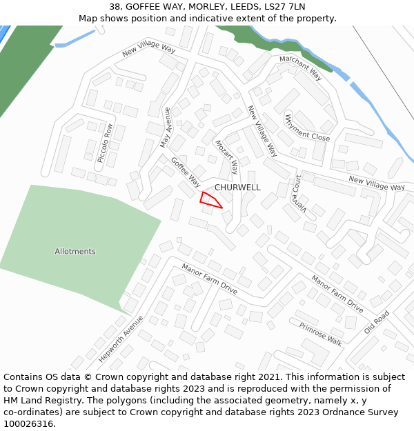 38, GOFFEE WAY, MORLEY, LEEDS, LS27 7LN: Location map and indicative extent of plot