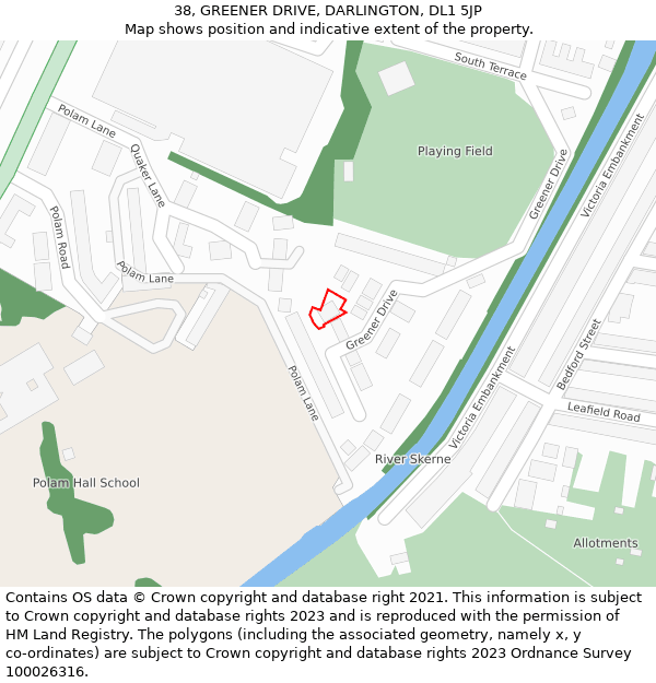 38, GREENER DRIVE, DARLINGTON, DL1 5JP: Location map and indicative extent of plot