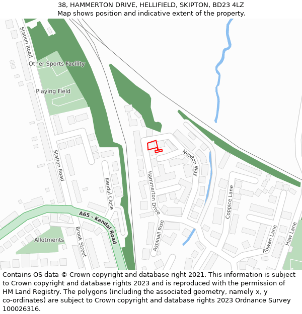 38, HAMMERTON DRIVE, HELLIFIELD, SKIPTON, BD23 4LZ: Location map and indicative extent of plot