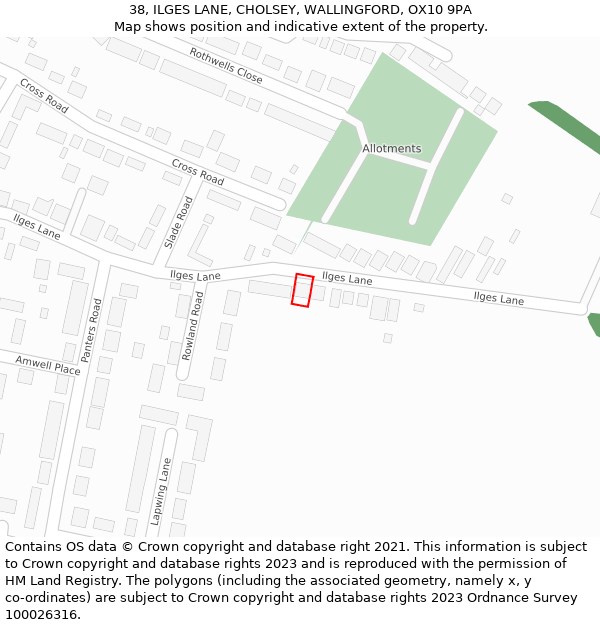 38, ILGES LANE, CHOLSEY, WALLINGFORD, OX10 9PA: Location map and indicative extent of plot