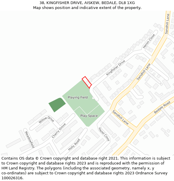 38, KINGFISHER DRIVE, AISKEW, BEDALE, DL8 1XG: Location map and indicative extent of plot