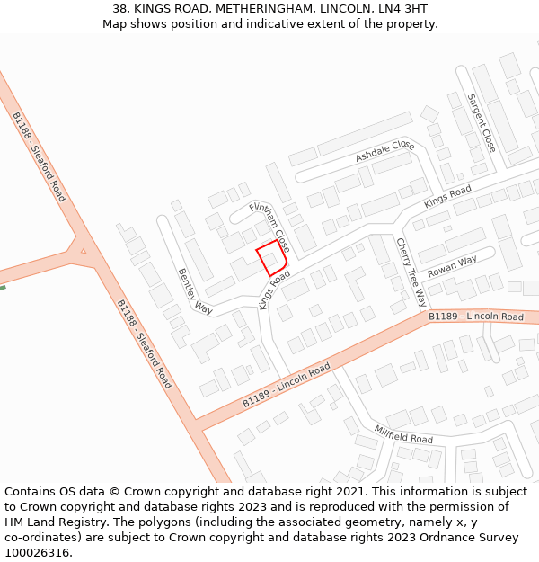 38, KINGS ROAD, METHERINGHAM, LINCOLN, LN4 3HT: Location map and indicative extent of plot