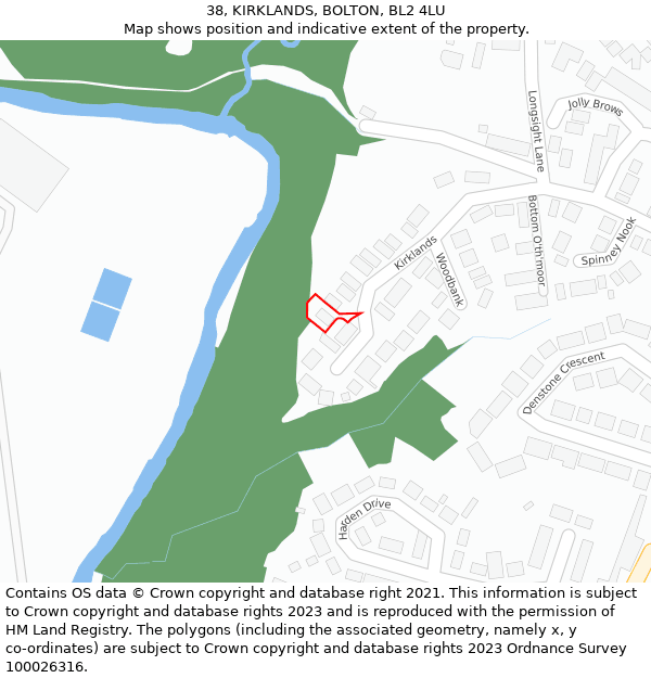 38, KIRKLANDS, BOLTON, BL2 4LU: Location map and indicative extent of plot