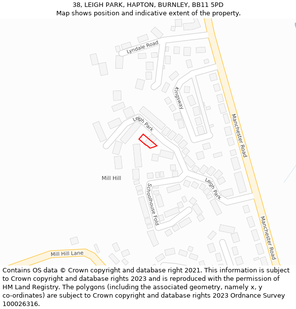 38, LEIGH PARK, HAPTON, BURNLEY, BB11 5PD: Location map and indicative extent of plot