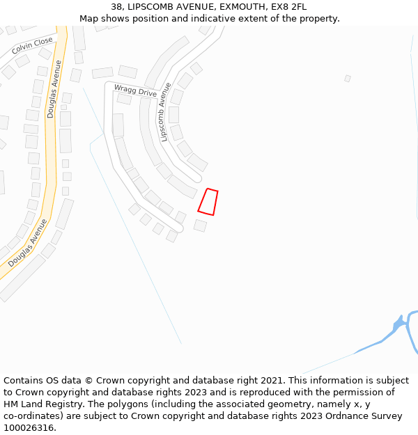 38, LIPSCOMB AVENUE, EXMOUTH, EX8 2FL: Location map and indicative extent of plot