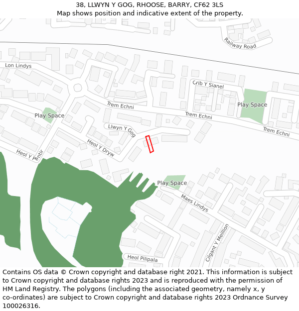 38, LLWYN Y GOG, RHOOSE, BARRY, CF62 3LS: Location map and indicative extent of plot