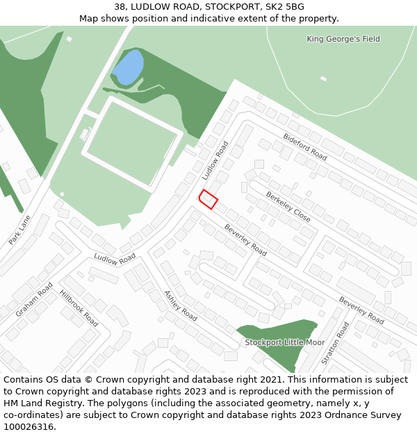 38, LUDLOW ROAD, STOCKPORT, SK2 5BG: Location map and indicative extent of plot