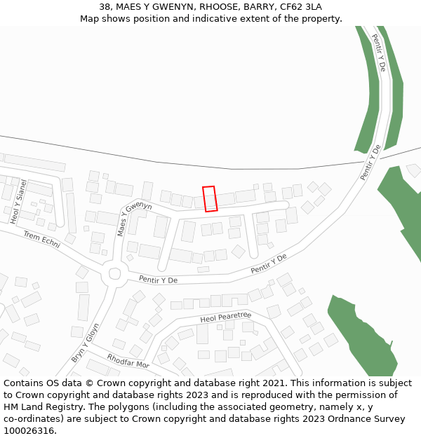 38, MAES Y GWENYN, RHOOSE, BARRY, CF62 3LA: Location map and indicative extent of plot