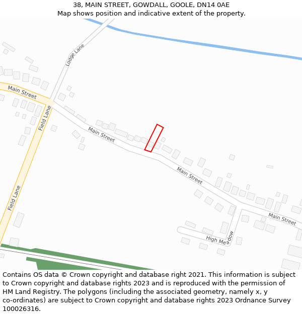 38, MAIN STREET, GOWDALL, GOOLE, DN14 0AE: Location map and indicative extent of plot