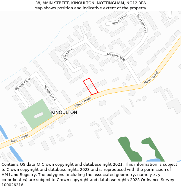 38, MAIN STREET, KINOULTON, NOTTINGHAM, NG12 3EA: Location map and indicative extent of plot