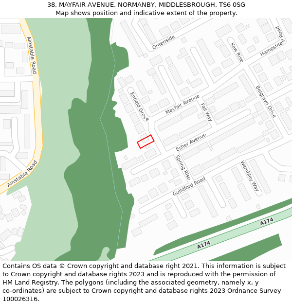 38, MAYFAIR AVENUE, NORMANBY, MIDDLESBROUGH, TS6 0SG: Location map and indicative extent of plot