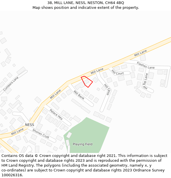 38, MILL LANE, NESS, NESTON, CH64 4BQ: Location map and indicative extent of plot