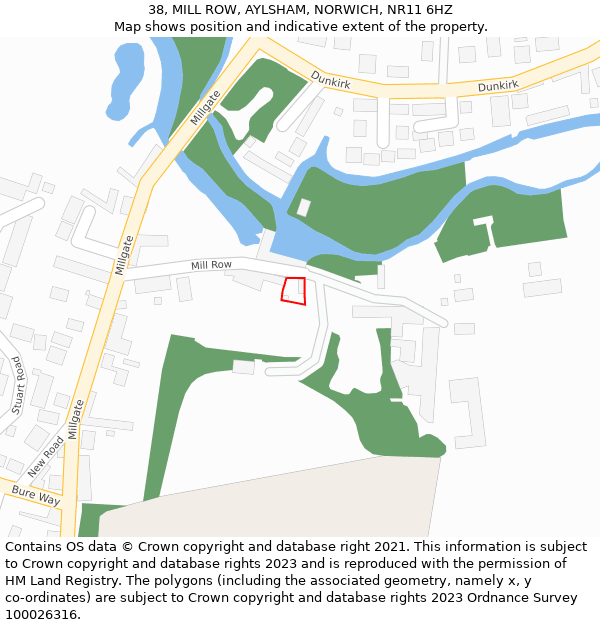 38, MILL ROW, AYLSHAM, NORWICH, NR11 6HZ: Location map and indicative extent of plot