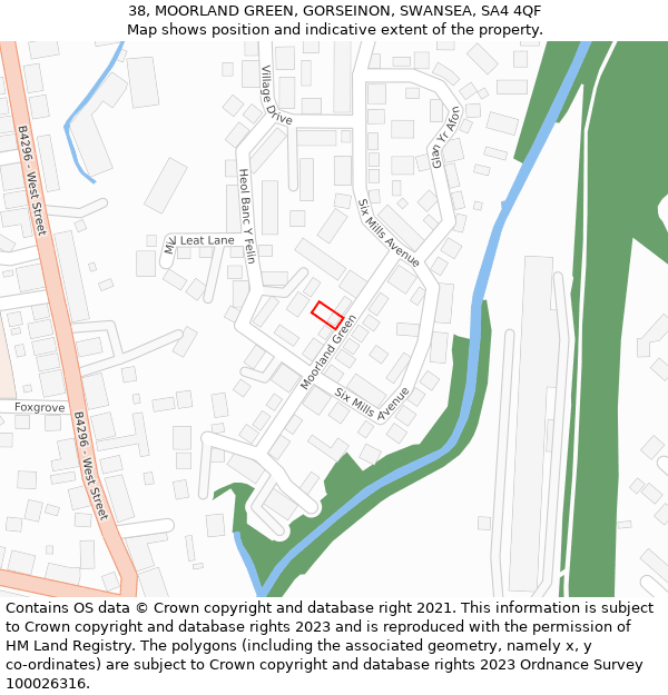 38, MOORLAND GREEN, GORSEINON, SWANSEA, SA4 4QF: Location map and indicative extent of plot