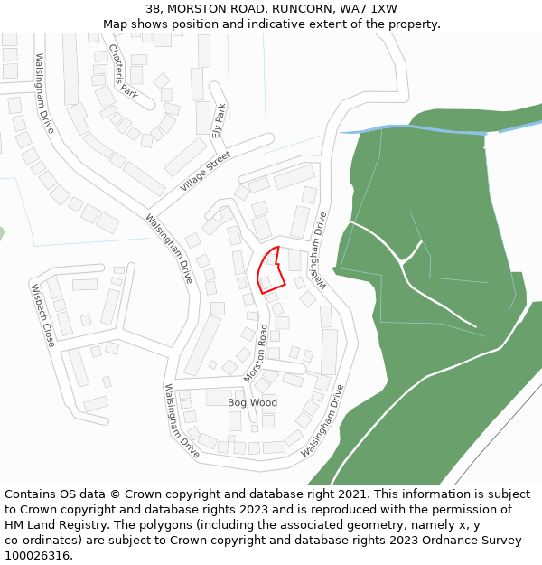 38, MORSTON ROAD, RUNCORN, WA7 1XW: Location map and indicative extent of plot