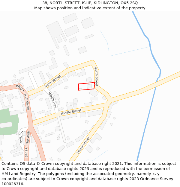 38, NORTH STREET, ISLIP, KIDLINGTON, OX5 2SQ: Location map and indicative extent of plot