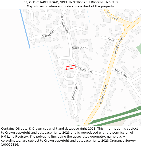 38, OLD CHAPEL ROAD, SKELLINGTHORPE, LINCOLN, LN6 5UB: Location map and indicative extent of plot