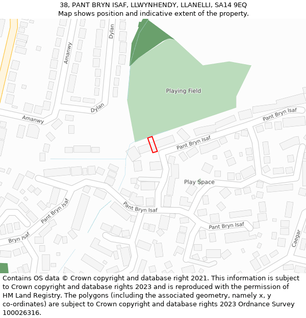 38, PANT BRYN ISAF, LLWYNHENDY, LLANELLI, SA14 9EQ: Location map and indicative extent of plot