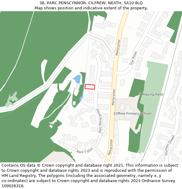 38, PARC PENSCYNNOR, CILFREW, NEATH, SA10 8LQ: Location map and indicative extent of plot