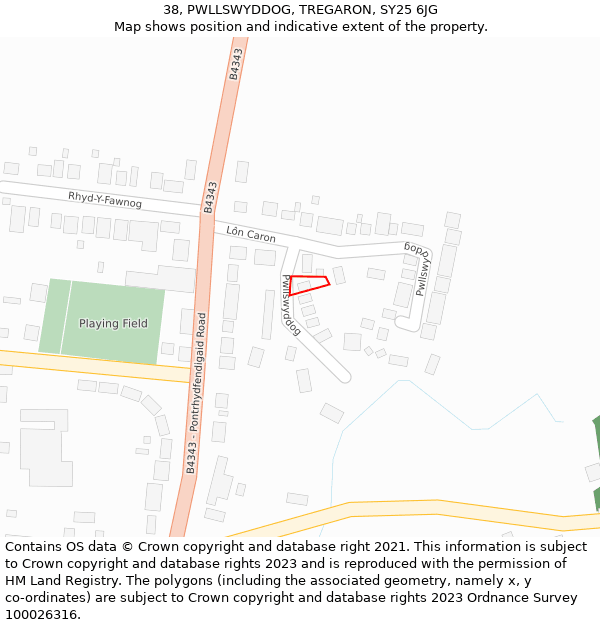 38, PWLLSWYDDOG, TREGARON, SY25 6JG: Location map and indicative extent of plot