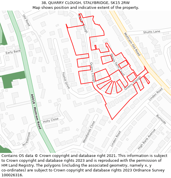 38, QUARRY CLOUGH, STALYBRIDGE, SK15 2RW: Location map and indicative extent of plot