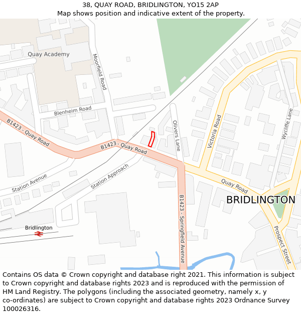 38, QUAY ROAD, BRIDLINGTON, YO15 2AP: Location map and indicative extent of plot