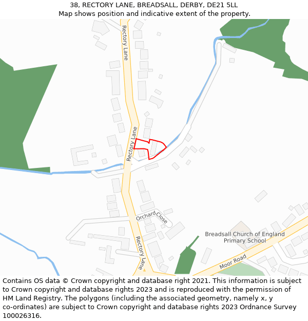 38, RECTORY LANE, BREADSALL, DERBY, DE21 5LL: Location map and indicative extent of plot