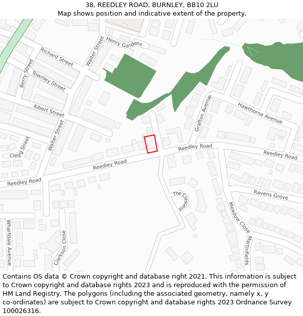 38, REEDLEY ROAD, BURNLEY, BB10 2LU: Location map and indicative extent of plot