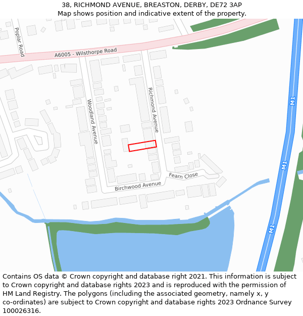 38, RICHMOND AVENUE, BREASTON, DERBY, DE72 3AP: Location map and indicative extent of plot