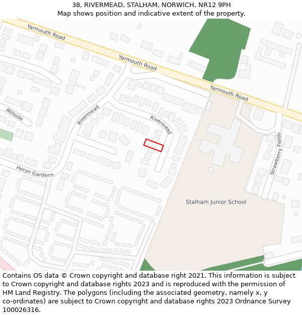 38, RIVERMEAD, STALHAM, NORWICH, NR12 9PH: Location map and indicative extent of plot