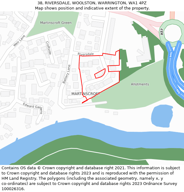 38, RIVERSDALE, WOOLSTON, WARRINGTON, WA1 4PZ: Location map and indicative extent of plot