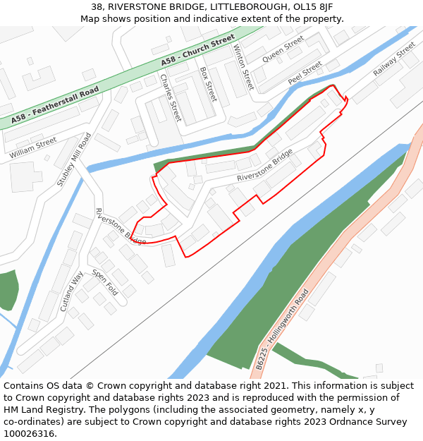 38, RIVERSTONE BRIDGE, LITTLEBOROUGH, OL15 8JF: Location map and indicative extent of plot