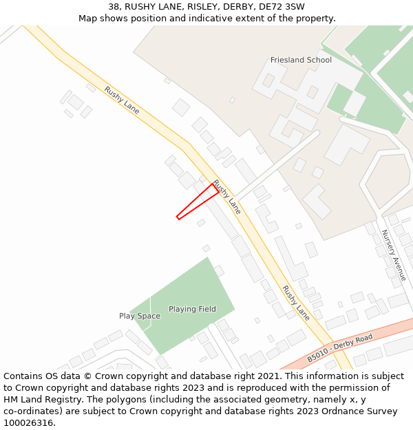 38, RUSHY LANE, RISLEY, DERBY, DE72 3SW: Location map and indicative extent of plot