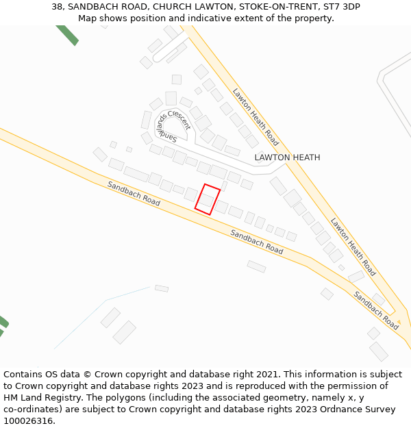 38, SANDBACH ROAD, CHURCH LAWTON, STOKE-ON-TRENT, ST7 3DP: Location map and indicative extent of plot