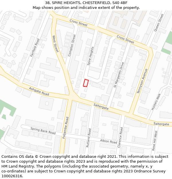 38, SPIRE HEIGHTS, CHESTERFIELD, S40 4BF: Location map and indicative extent of plot