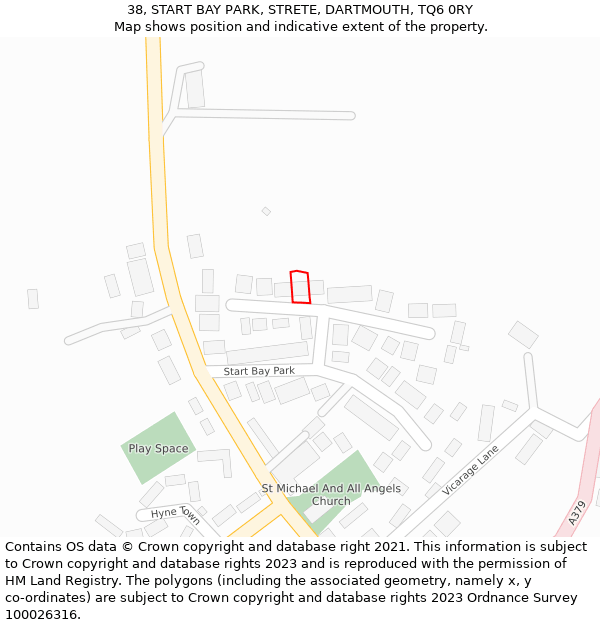 38, START BAY PARK, STRETE, DARTMOUTH, TQ6 0RY: Location map and indicative extent of plot