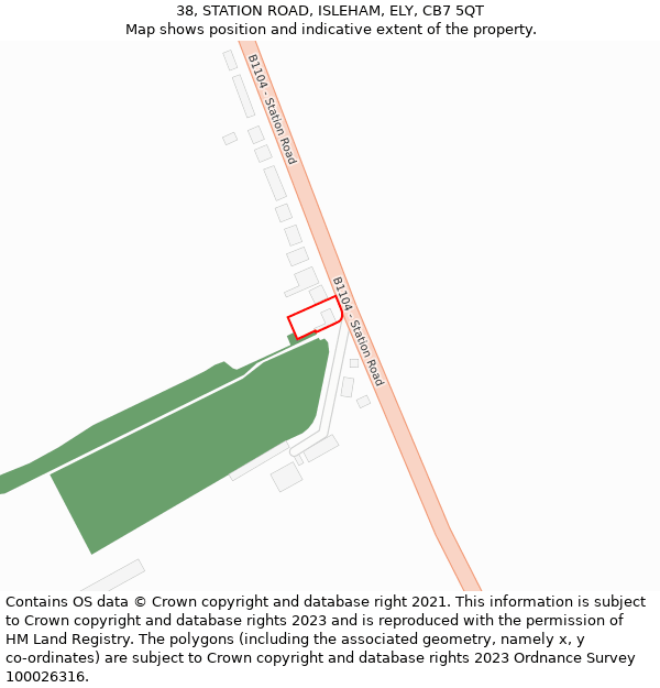 38, STATION ROAD, ISLEHAM, ELY, CB7 5QT: Location map and indicative extent of plot